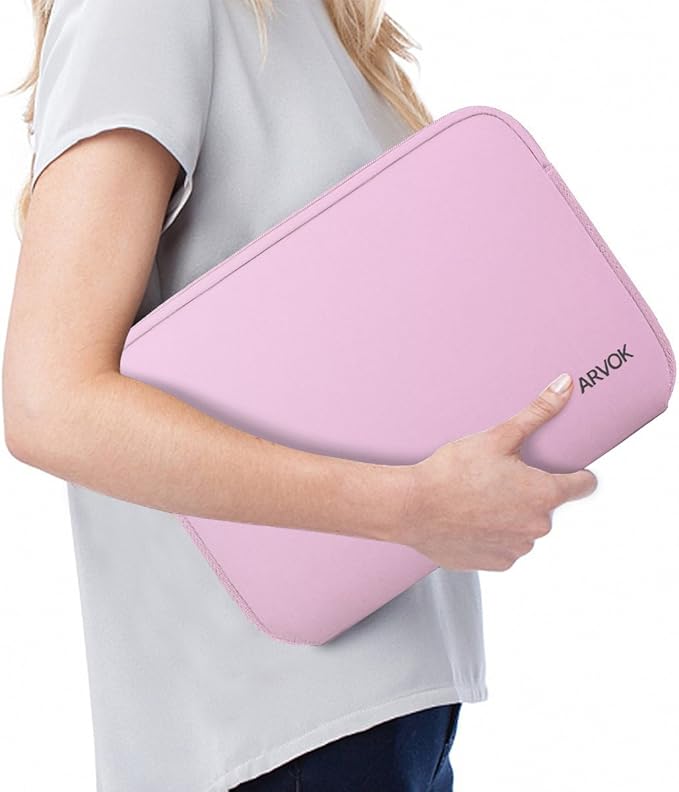 Arvok 11 11.6 12 Inch Laptop Sleeve Case for MacBook Air 12, Water-Resistant Neoprene Notebook Computer Tablet Sleeve, Carrying Bag Cover for Chromebook/HP/Dell/Lenovo/Asus/Acer, Pink