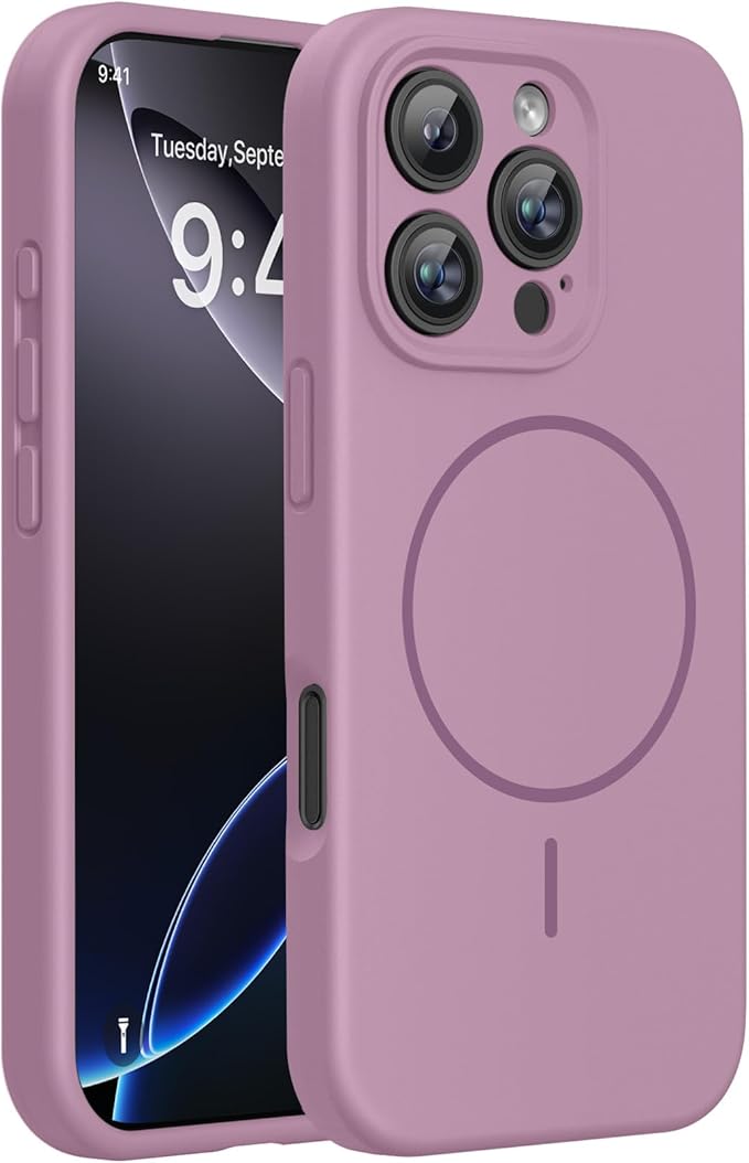 Miracase Magnetic for iPhone 16 Pro Max Case, [Soft Anti-Scratch Microfiber Lining], Compatible with MagSafe, Liquid Silicone Case Shockproof Drop Protection Phone Case for 16 ProMax,Blackcurrant