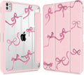 May Chen Case for iPad Pro 11-Inch M5/M4 2025/2024 (6th/5th Generation), Clear Transparent Print Back Shell Slim Stand Shockproof Tablet Cover, Auto Wake/Sleep, Pink Bows