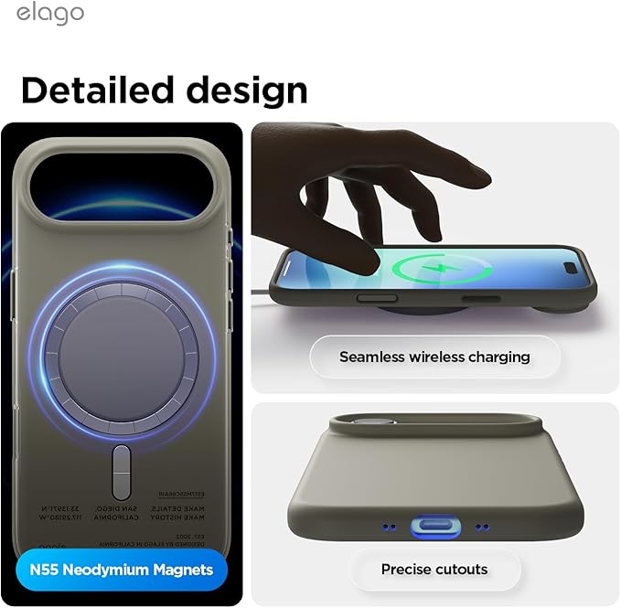 elago for iPhone Air Case, Premium Magnetic Silicone Case, Compatible with MagSafe, Liquid Silicone Material, Protective Cover, Shockproof, Slim Phone, 6.5 inch (Medium Grey)