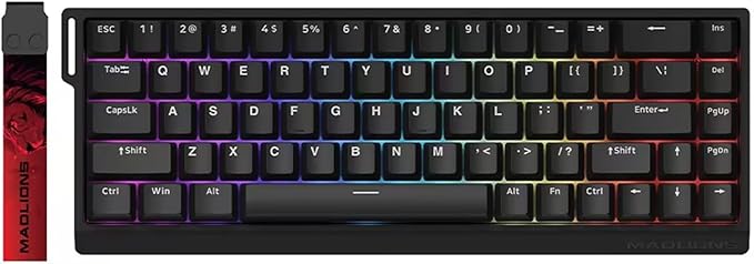 Hyekit x FGG MADLIONS MAD 68 HE RGB 60% Wired Magnetic Switch Gaming Keyboard with Adjustable Actuation, 8000 Hz Polling Rate, Rapid Trigger Mode, Hall Effect Switches, for PC/Mac, Black