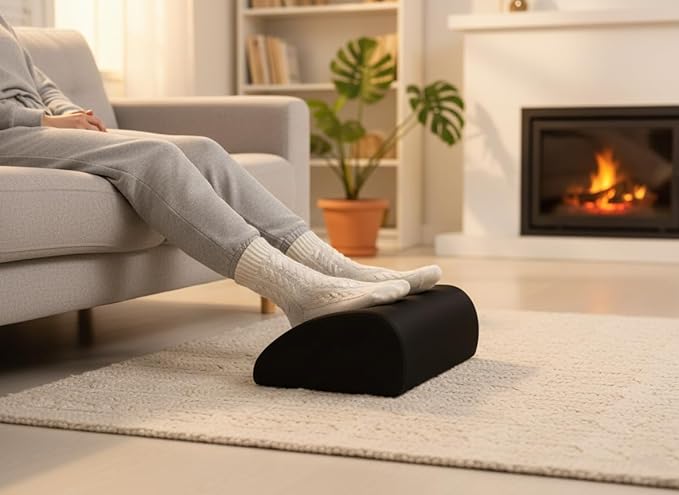 Friends of meditation Foot Rest for Office Chair | Foot Stool for Sofa | Ergonomic Foot Rest Under Table/Desk | Leg Resting Stool | Removable Cover | Black
