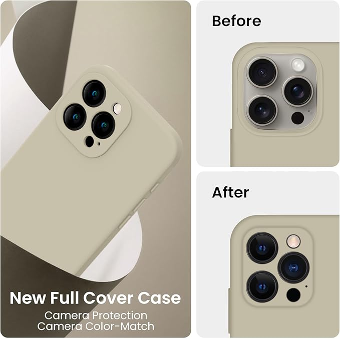 FireNova Designed for iPhone 16 Pro Case, Silicone Upgraded [Camera Protection] Phone Case, Soft Anti-Scratch Microfiber Lining Inside, 2024, Khaki