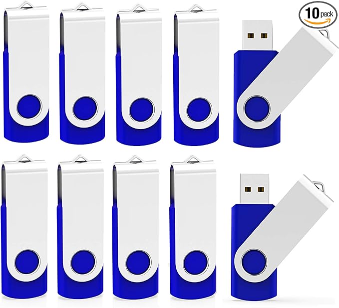 Kootion 10 X 16 GB USB Flash Drive 16 gb Flash Drive Thumb Drive Memory Stick Pen Drive Keychain Design Blue