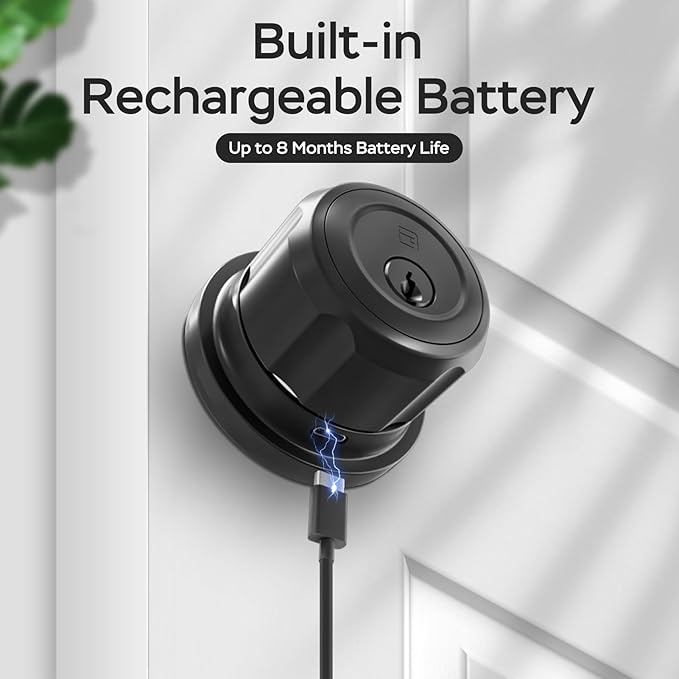 GeekTale Fingerprint Deadbolt, Fingerprint Door Knob, Smart Deadbolt Lock, Smart Door Lock, Twist to Lock&Unlock, Keyless Entry Door Lock with App, for Front Door, Garage, Easy Installation