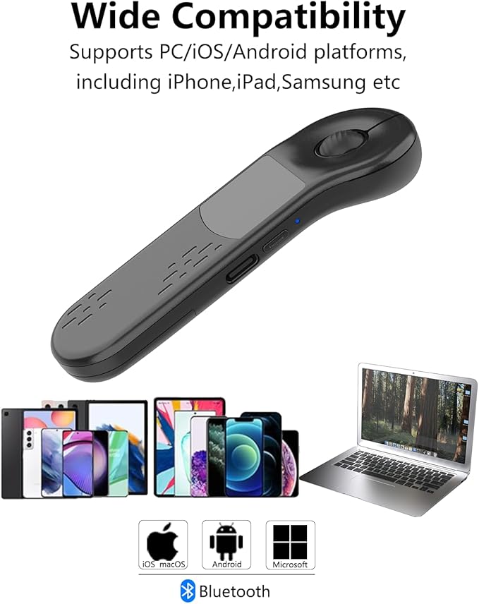 Air Mouse Rechargeable Wireless Presenter with Touchpad for PC/Laptop/iOS/Android, Bluetooth Remote Control for PowerPoint/Keynote/TikTok/Camera/Kindle App (Black)