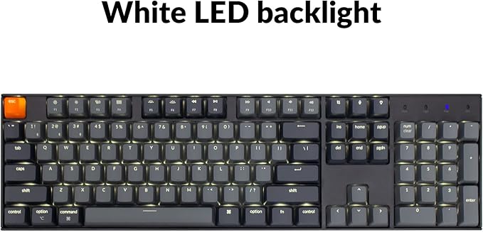 Keychron K10 Full Size Layout White LED Backlit Hot-Swappable Mechanical Keyboard for Mac Windows, Multitasking 104-Key Bluetooth Wireless/USB Wired Computer Keyboard with Keychron Super Brown Switch