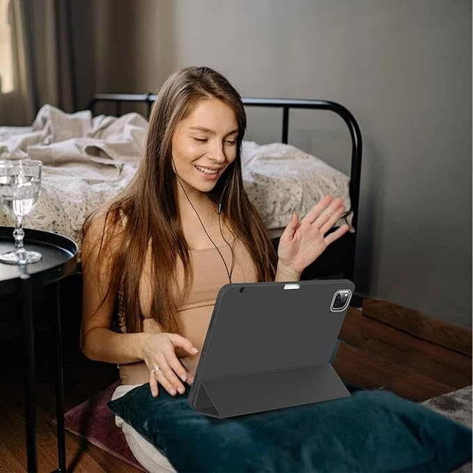 KENKE for iPad Pro 11 Inch Case 4th/3rd/2nd/1st Generation 2022/2021/2020/2018 Magnetic Attachment 2nd Pencil with Right Side Pencil Holder Soft Slim PU Cover Auto Wake/Sleep (Black)