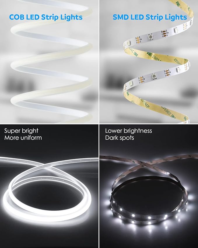 Aclorol 110V COB LED Strip Lights Outdoor Waterproof 100FT AC 120V LED Rope Light Dimmable COB Flexible Light High Density Uniform Light LED Strip Super White 6000K for Commercial Grade Building