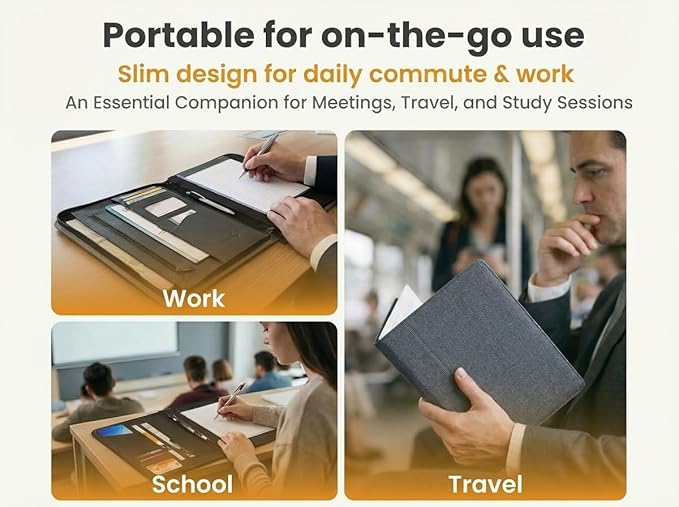 Universal Padfolio Case – Tablet Portfolio Organizer with Notepad Holder – Compatible with iPad 10th 11th Gen, iPad Pro 11, iPad 7 8 9 10.2 10.9 and 9.7 inches