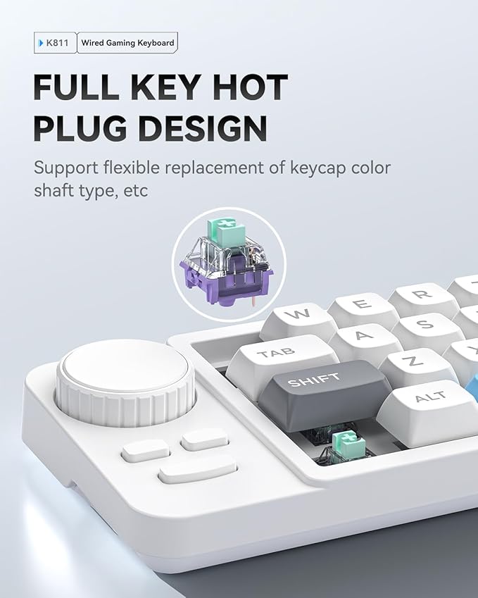 mini Mechanical Office/Gaming Keypad, Hot-Swappable Keys, Macro Programmable Web Driver, Backlit, Type-C Wired, With rollers, joystick, and dial for PC/window/Laptop and desktop computer (Black)