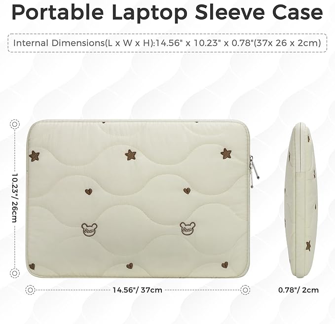 Laptop Sleeve Case 15 16 Inch Laptop Cover Protective Case Compatible with MacBook Air MacBook Pro 15 16 Inch Shockproof Padded Laptop Case, Beige