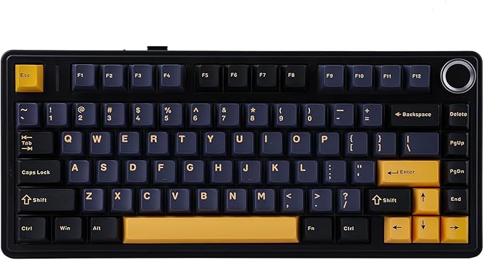 EPOMAKER x Aula F75 Gasket Mechanical Keyboard, 75% Wireless Hot Swappable Gaming Keyboard with Five-Layer Padding&Knob, BT/2.4GHz/USB-C, RGB (Black, LEOBOG Reaper Switch)