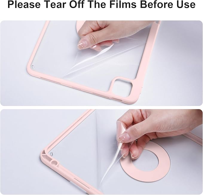 Case for iPad Air 13 Inch M4/M3/M2 2026/2025/2024, iPad Pro 12.9 Inch 6th/5th Gen. 2022/2021 with Pencil Holder, Vertical Stand, Detachable Magnetic Trifold Stand Case,Auto Wake/Sleep, Pink