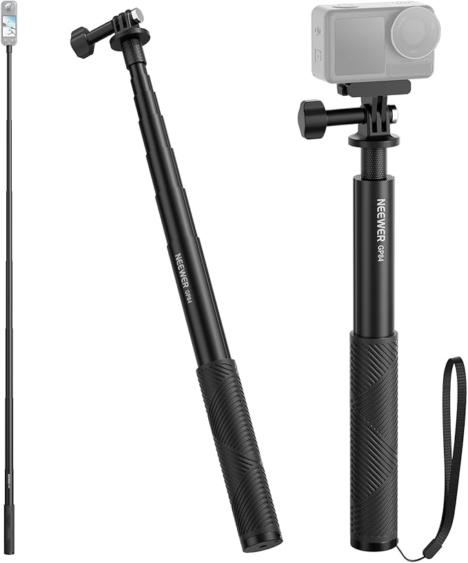 NEEWER Extension Rod Kit Compatible with DJI OSMO Action 5 Pro 4 3 GoPro Insta360 AKASO, 60.5" Invisible Selfie Stick, Action Camera Adapter & Magnetic Quick Release Mount for Video Recording, GP-84