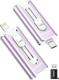 256GB Mini Dual Interface Flash Drive, Portable Memory Stick Compatible with iPhone 17/16/15/14/13/12/11, iPad Android PC, Easy to Save Photos, Videos & Files (1 Pack-Lavender Purple)