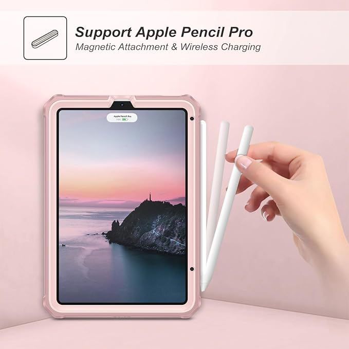 Fintie Case for iPad Mini 7 (A17 Pro, 7th Generation) 2024 / iPad Mini 6 (6th Gen) 8.3 Inch, [Tuatara Magic Ring] 360 Degree Rotating Shockproof Rugged Cover with Screen Protector, Rose Gold