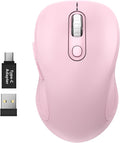 WisFox 2.4G Wireless Mouse for Laptop, Ergonomic Computer Mouse with USB Receiver and Type-C Adapter, 3 Adjustable Levels DPI, 6 Button Cordless Wireless Mice (Blush Pink)