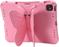 Butterfly Kids Case for iPad Air 13 Inch M3/M2 (2025/2024), iPad Pro 13 M5/M4 (2025/2024), iPad Pro 12.9 (2022/2021/2020/2018), 3D Cartoon EVA Foam Shockproof Stand Cover for Girls - Pink