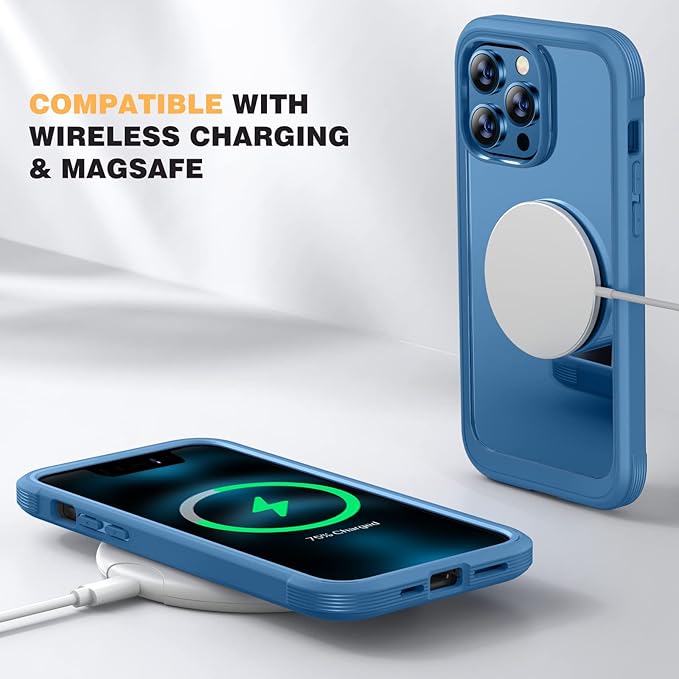 Diaclara Designed for iPhone 12 Pro Max Case, Full Body Rugged with Built-in Touch Sensitive Anti-Scratch Screen Protector, Soft TPU Bumper Case for iPhone 12 ProMax 6.7", Blue