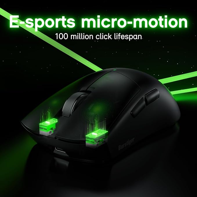 Claw Wireless Gaming Mouse, Ergonomic Mouse, 55g Ultra-Lightweight, 26000 DPI - PAW3395 Sensor, 5 Programmable Buttons, 300 mAh Battery - Compatible with Laptop/PC/Mac - Black