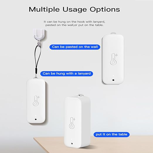 WiFi Hygrometer Thermometer Sensor: Wireless Smart Temperature Humidity Monitor with App Notification Alert, Data Storage Export, Calibration Function, Compatible with Alexa (White-4PCS)