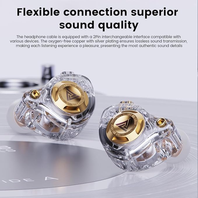 Qkz Ak6 Lucky in Ear Monitor, HiFi Wired Earbuds, Tunable Sound Wired Headphones Gaming Earbuds with 3-Level Adjusting Switch, Detachable Cable for Music Gaming Video Calling (White)