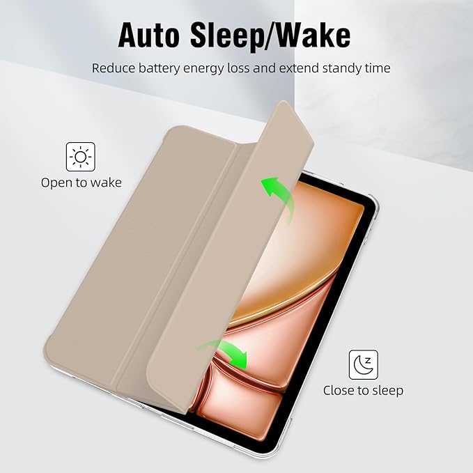 for iPad Air 13 inch M4/M3/M2 2026/2025/2024 Case, iPad Pro 12.9 (6th/5th Gen. 2022/2021), Hard PC Translucent Frosted Back Shell Case with Auto Wake/Sleep, Trifold Stand Cover, Oat Coffee