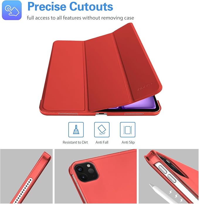 ProCase Smart Case for iPad Pro 12.9 2022/2021/2020/2018, Slim Stand Hard Back Shell Smart Cover for iPad Pro 12.9" 6th Gen/5th Gen/4th Gen/3rd Gen -Red