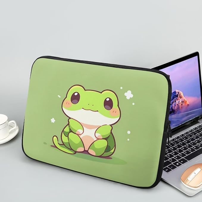 Cute Frog Laptop Sleeve for Women Teen Girls 13 inch Laptop Accessories with Versatile Uses Lap Top Case Portable Computer Sleeve Laptop Pouch Ideal Gifts for Holidays Green