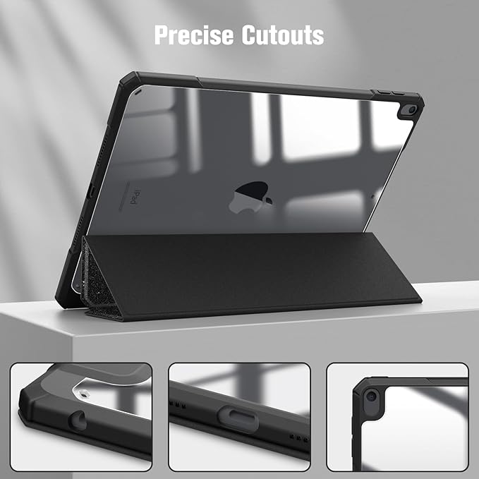 Fintie Hybrid Slim Case for iPad Air 3rd Generation 10.5" 2019 / iPad Pro 10.5 Inch 2017 - [Built-in Pencil Holder] Shockproof Cover with Clear Transparent Back Shell (Glittering Black)