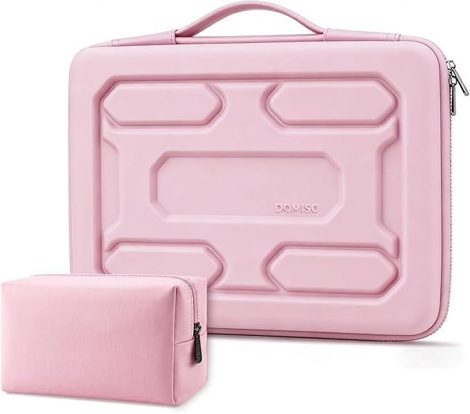 DOMISO Laptop Hard Case 15-16 inch Waterproof Shockproof Hard Shell Laptop Sleeve with Handle & Storage Pocket, Compatible with MacBook, HP, Dell,Pink