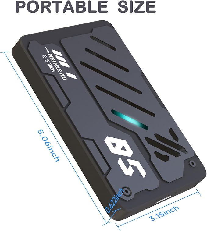 Ultra Slim Portable External Hard Drive USB 3.1 Type C HDD Storage for PC, Laptop, Mac, Xbox one, PS4, PS5 (750GB)