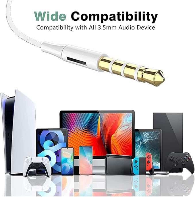 [2 Pack] WEIZY Aux Earbuds/Earphones, Vize 3.5mm Wired Headphones Noise Isolating Earphones Volume Control & Built-in Microphone Compatible with iPhone/Samsung/Android/MP3/MP4