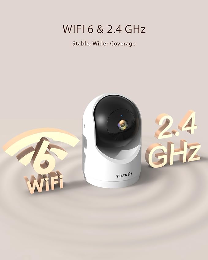Tenda 2K Indoor Security Camera for Baby Monitor, 360°Pet/Dog Camera for Home Security, 2-Way Audio, Motion Detection, Night Vision, 24/7 Cloud & SD Card Storage (CP3-V3.0 with 64GB SD Card)