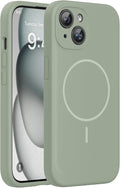 Miracase Magnetic for iPhone 15 Plus Case, [Soft Anti-Scratch Microfiber Lining], Compatible with MagSafe, Liquid Silicone Shockproof Drop Protection Phone Case for 15 Plus, Patina Green