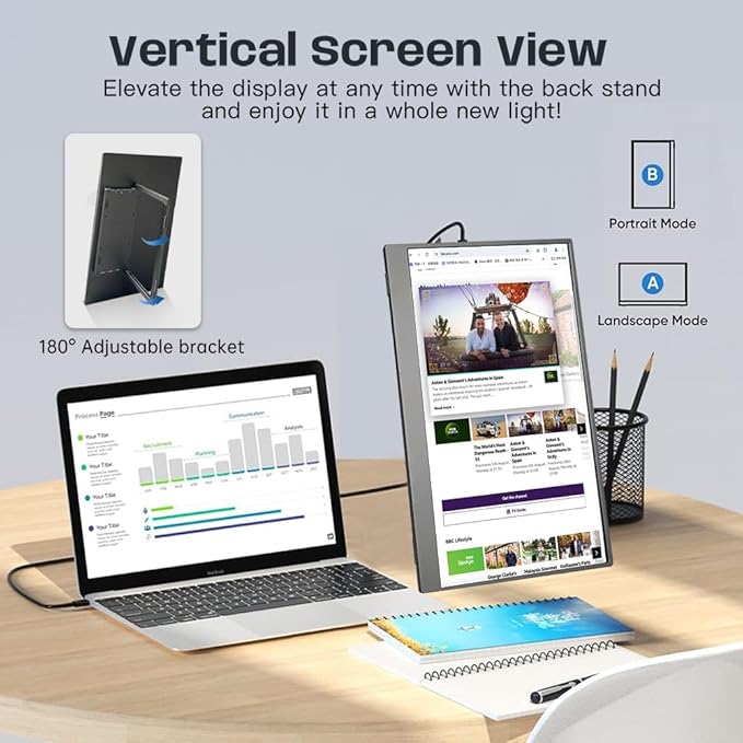 4K Portable Monitor 13.3 inch 3840x2160 UHD IPS USB-C HDMI 100% sRGB Gaming Travel Display with Speakers for Computer Laptop Switch PC