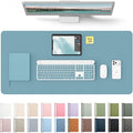 YSAGi Leather Desk Pad Protector, Office Desk Mat, Large Mouse Pad, Non-Slip PU Leather Desk Blotter, Laptop Desk Pad, Waterproof Desk Writing Pad for Office and Home (Aquamarine, 35.4" x 17")