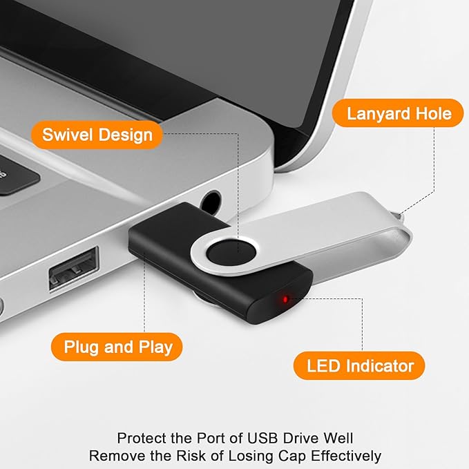 4GB Flash Drive 10 Pack Thumb Drive, USB Flash Drives 2.0 USB Stick for Data Storage Backup, Jump Drive Pen Drive Zip Drive Memory Stick with Indicator, Swivel Bulk USB Storage Flash Drive, Black