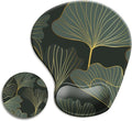DOOKE Ergonomic Mouse Pad with Wrist Support and Coaster,Mouse Pads with Non-Slip PU Base for Home Office Working Studying Easy Typing & Pain Relief Green Leaf