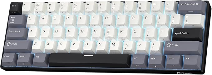 RK ROYAL KLUDGE RK61 Wireless Mechanical Keyboard, 60% Triple Mode BT5.0/2.4G/USB-C Compact Gaming Keyboard, PBT Keycaps, Pro Software, Hot Swappable Custom Switches