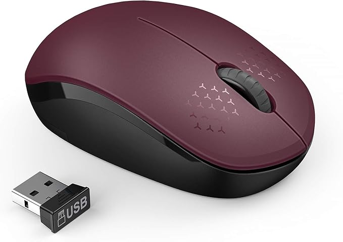 seenda Wireless Mouse for Laptop, 2.4G Noiseless Mouse with USB Receiver - Optical Tracking Portable Computer Mice for Chromebook, PC, Tablet, Windows System, 24 Months Battery Life - Red&Black