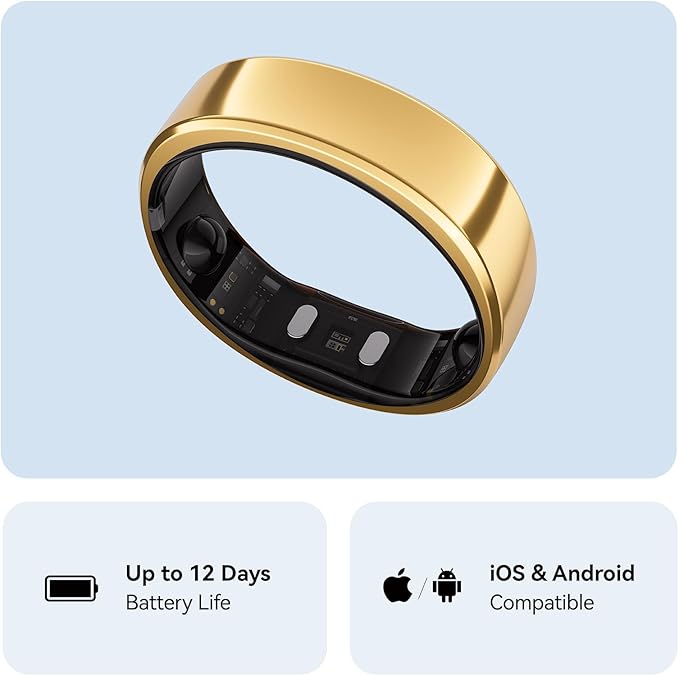 RingConn Gen 2, World’s First Smart Ring with Sleep Apnea Monitoring, No APP Subscription, 12-Day Battery Life, Stress/Heart Rate/Women's Health Tracker, Android & iOS Compatible (Rose Gold, Size 13)