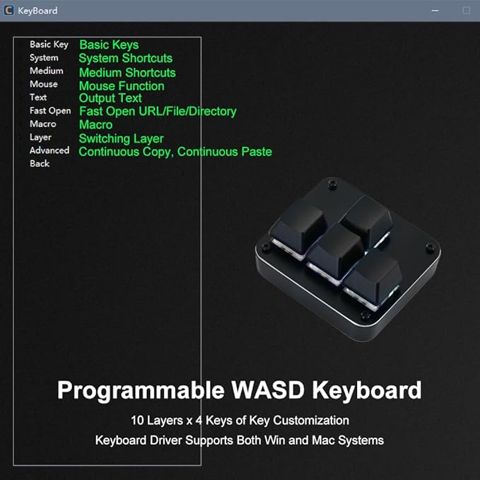 Arrow Keys Only Keyboard Mini WASD 4 Keys Macro Gaming Keypad One-Handed Mechanical Programmable Pad OSU Hot Swappable Linear Red Switches Metal Panel for Win/Mac,