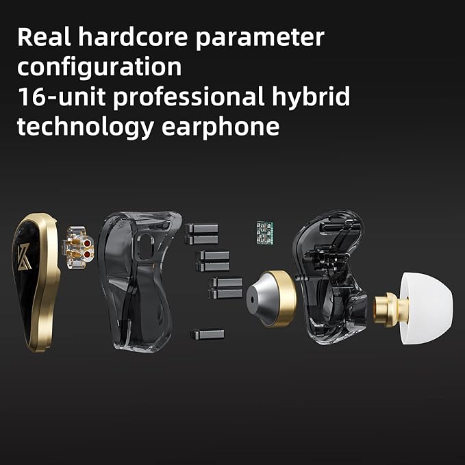 KZ ZAS in Ear Monitor Earphone 7BA+1DD 8 Unit Hybrid Technology IEM Headphones Noise Isolation, 8 Core Cable 3.5mm Jack Wired Earbuds (No Mic, White)