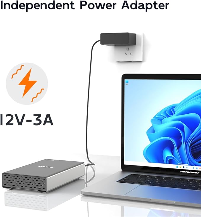 MAIWO Dual Bay Enclosure for M.2 NVMe SATA SSD and 2.5 3.5 inch SATA SSD HDD, External Hard Drive to USB C Adapter, 10Gbps 32TB Capacity【DO NOT Support Clone】