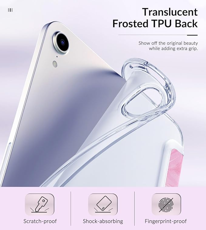 MoKo Case Fit New iPad mini 7 (A17 Pro) 2024, iPad mini 6th Generation Case 2021 (8.3-inch), iPad mini 6 Case, Soft TPU Translucent Frosted Back Cover Case for iPad mini 7th, Coreopsis