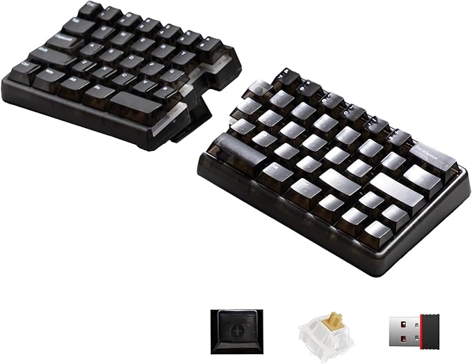Lite Wireless Split Keyboard Mechanical Keyboards - Tactile Switches, RGB, Foam, Hot Swappable, Compact 60% Layout, PBT Keycaps Programmable for Mac & Windows Black