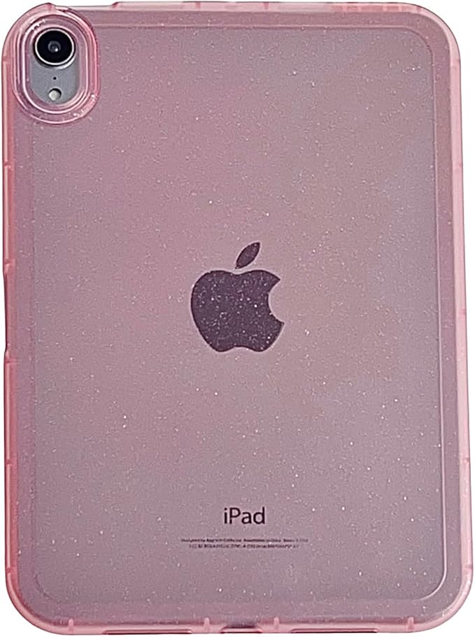 for Apple iPad Air 5th/Air 4th Generation 2022/2020 10.9 inch, Glitter Clear Soft Silicone Flexible TPU Back Shockproof Shell Bling Sparkly Paper Lightweight Thin Protective Cover, Pink