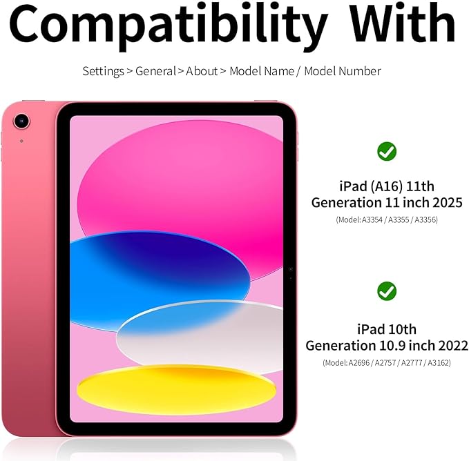 Case for iPad 11th Generation A16 Chip (2025), iPad 10th Generation (2022) Case, Protective Slim Clear Back Cover with Pencil Holder, Trifold Sturdy Stand, Pink Composition Book